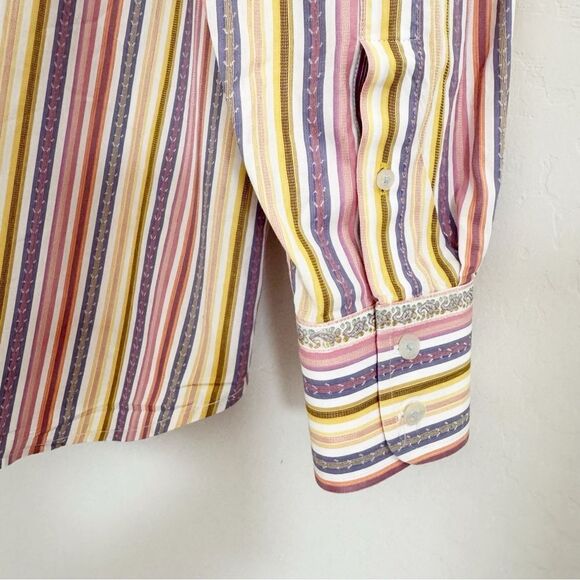 Robert Graham Striped Embroidered Pastel Button Down Shirt Classic Fit Size L - Picture 9 of 13